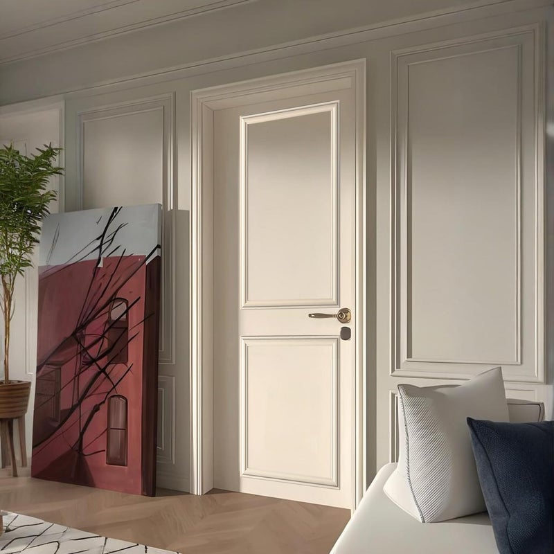 TRAIN2 ART 1 Set Peel and Stick Door Moulding Kit, Self-Adhesive Pre-Assembled Door Panel Trim for Wall Mirror Window Frame Decor (Top 22"x36" Bottom 22" x 24") - Image 5